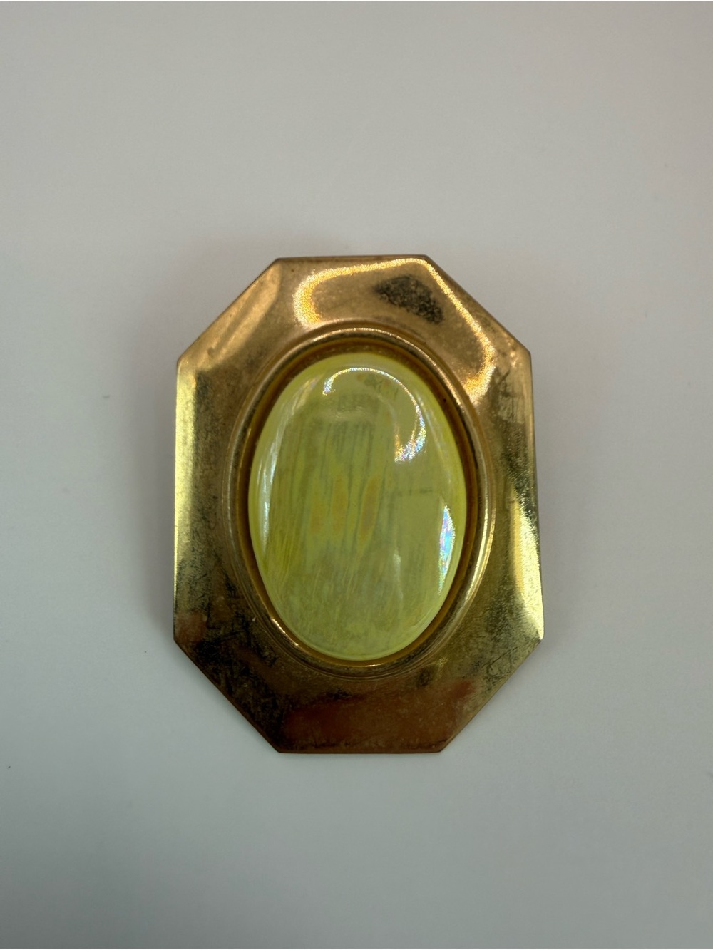 Vintage Gold Tone Statement Scarf Clip, Oval Cabochon, 1.75 Inch